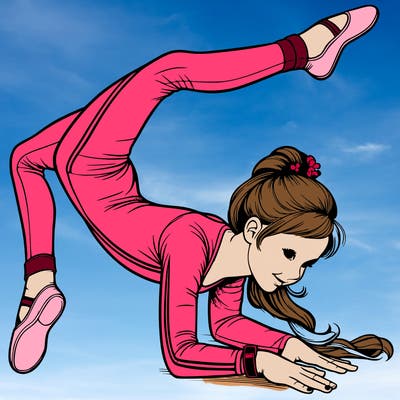 realistic girl doing gymnastics