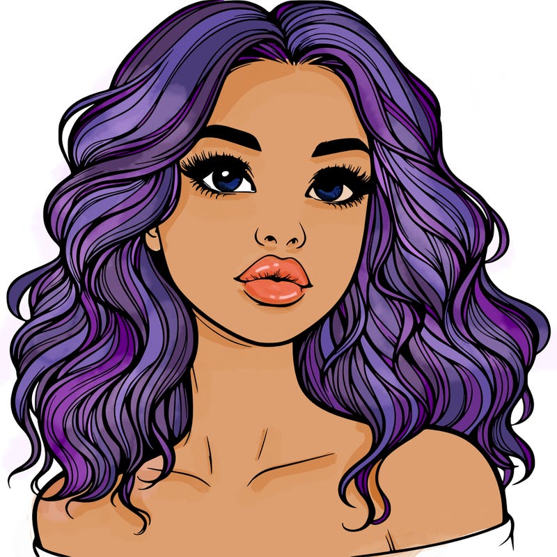 realistic girl with wavy hair and lips