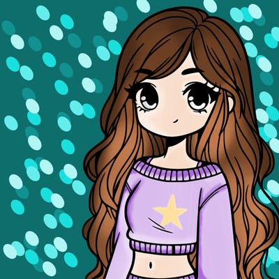 girl with long hair and a crop top with a sweater