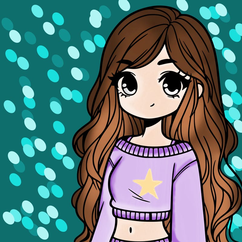 girl with long hair and a crop top with a sweater