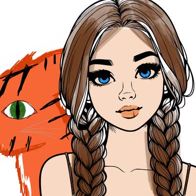 realistic girl with braids