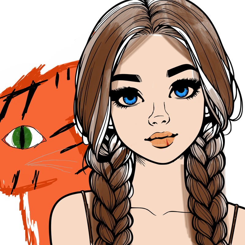 realistic girl with braids