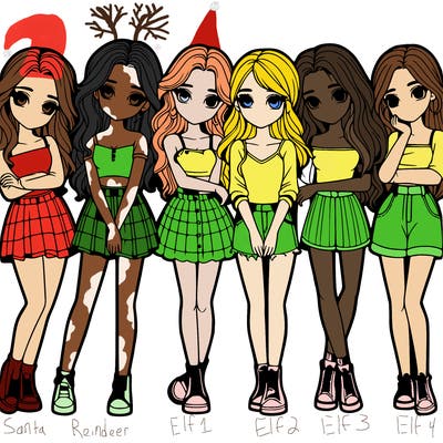 a group of girls realistic