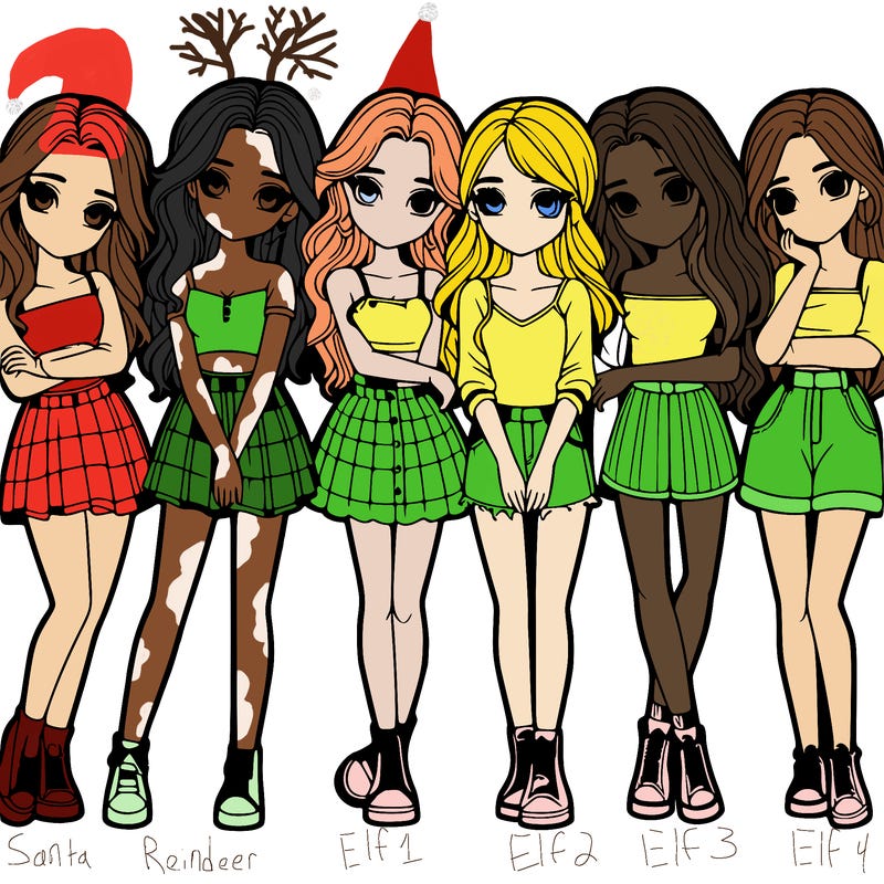 a group of girls realistic