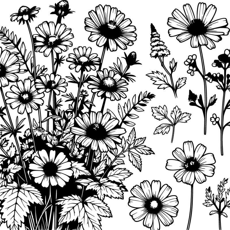 beautiful wild flowers realistic