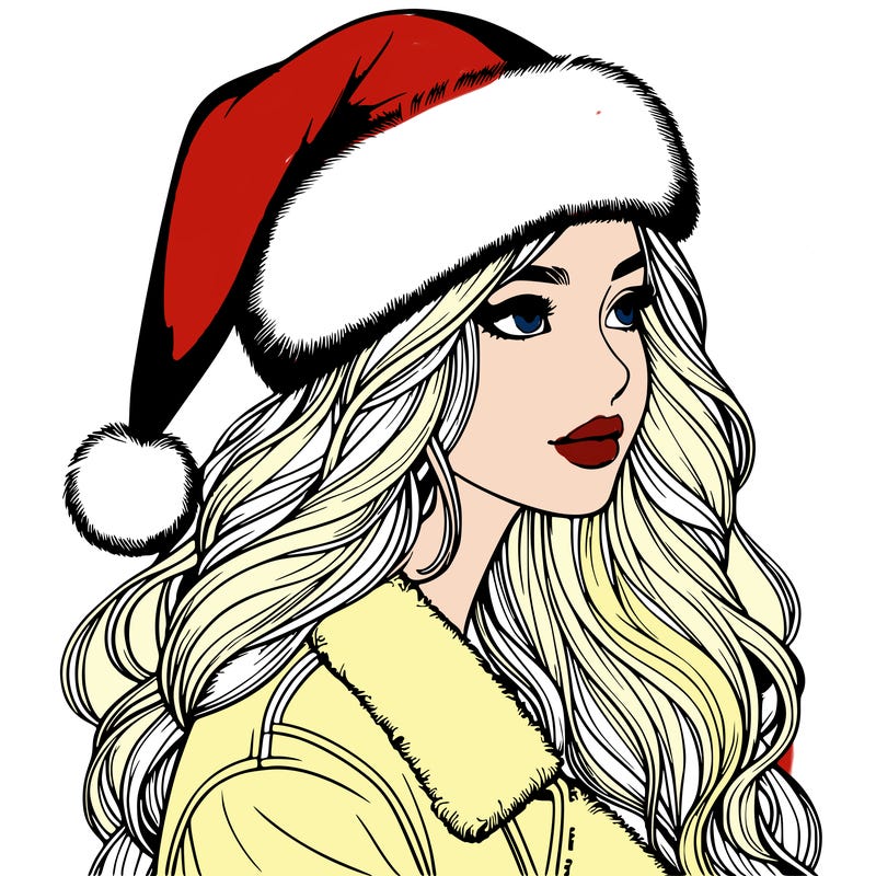 realistic girl in santa hat