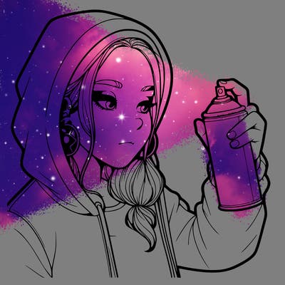 a realistic girl, spray painting