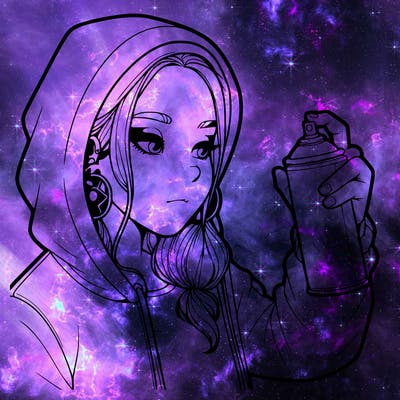 a realistic girl, spray painting