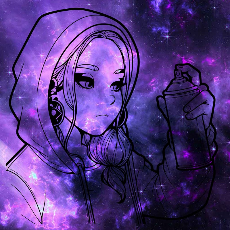 a realistic girl, spray painting