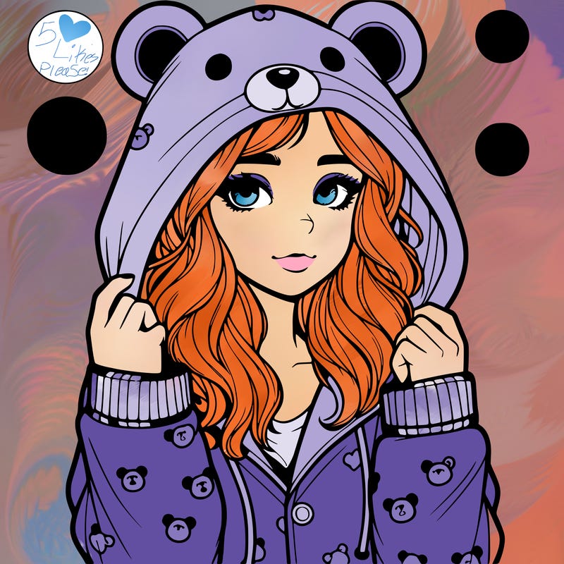 realistic girl in a animal pjs hoodie