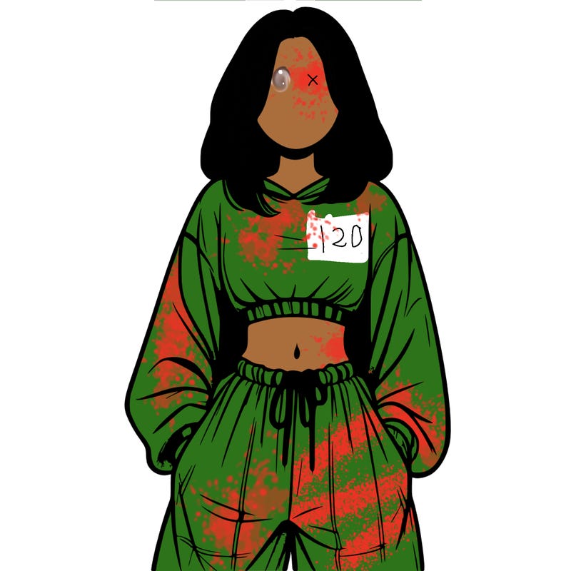 realistic girl faceless with baggy pants and a crop top