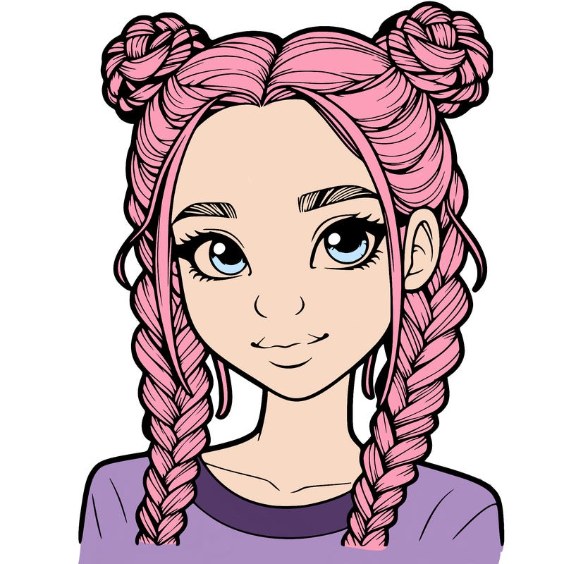 realistic girl with braids