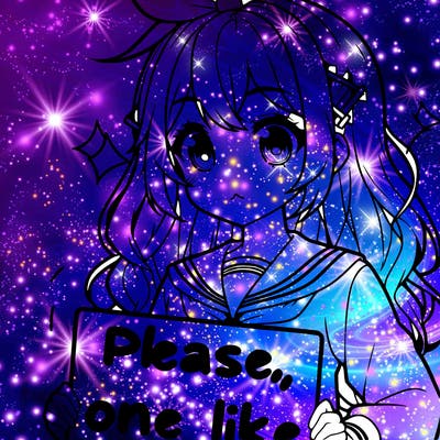 anime looking alike girl holding please one like sign