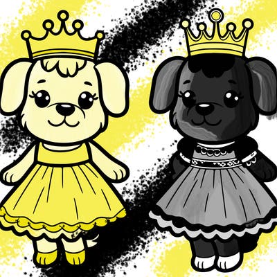 dog with dress and crown