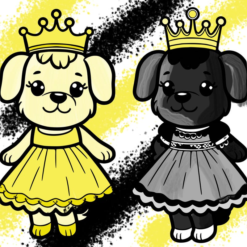 dog with dress and crown