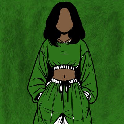 realistic girl faceless with baggy pants and a crop top