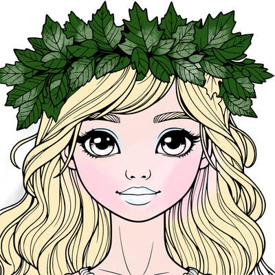 realistic girl with fall leaf crown