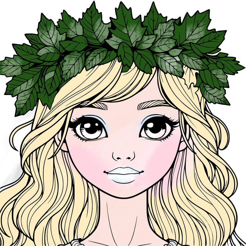 realistic girl with fall leaf crown
