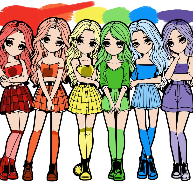 a group of girls realistic