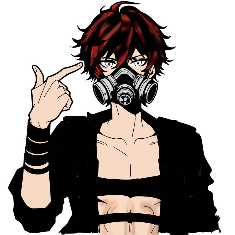hot anime boy wearing gas mask