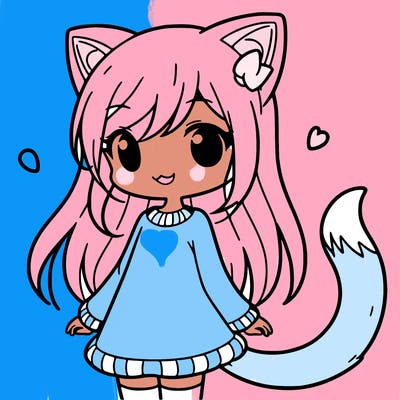 girl with cat ears and tail