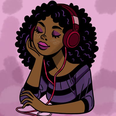 black woman listening to music