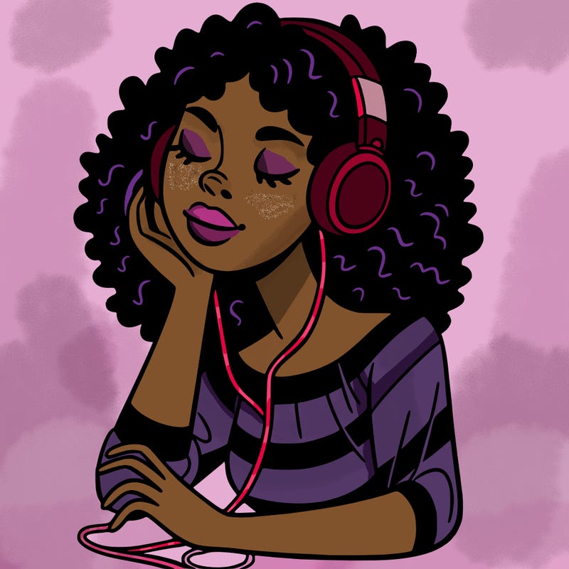 black woman listening to music