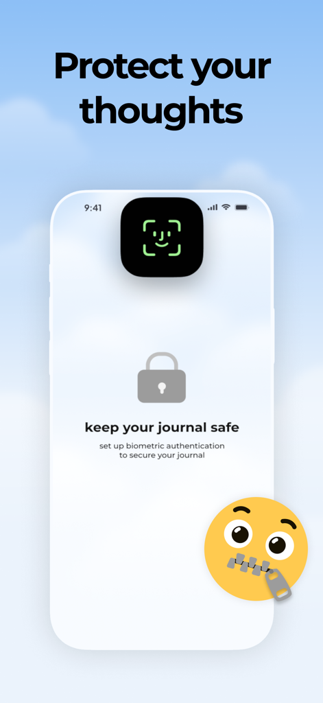 Confide - Video Journal - Biometric authentication screen for protecting private video journal entries in the Confide app.