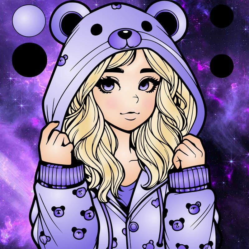realistic girl in a animal pjs hoodie