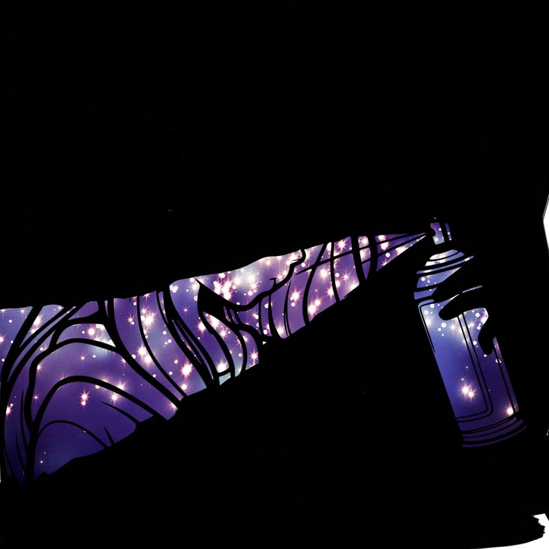 a realistic girl spray painting