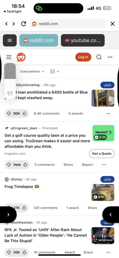 CyberFox Guard - Captura de pantalla de la aplicación CyberFox Guard que muestra una interfaz de navegador móvil segura mientras visita Reddit