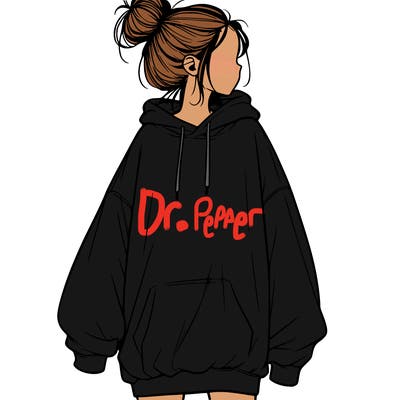 realistic girl with a oversized sweatshirt on and a bun