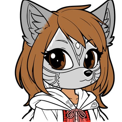 therian girl wearing a fox mask