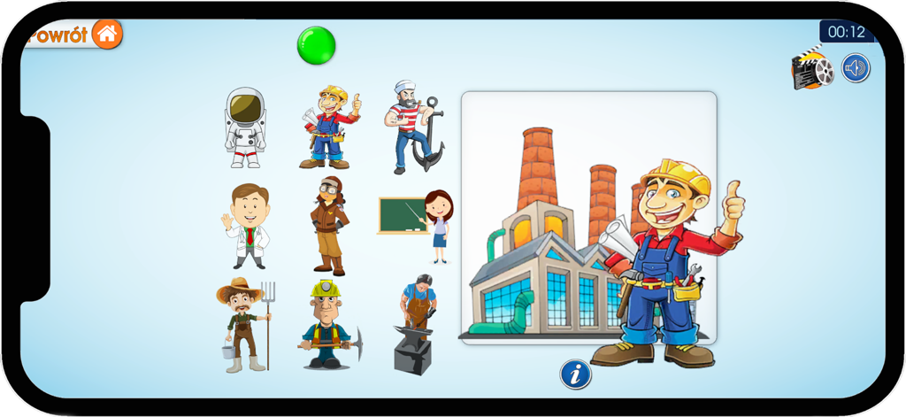 Kreatywny Brzdąc 01 - Cartoon characters of various professions in an educational game for toddlers