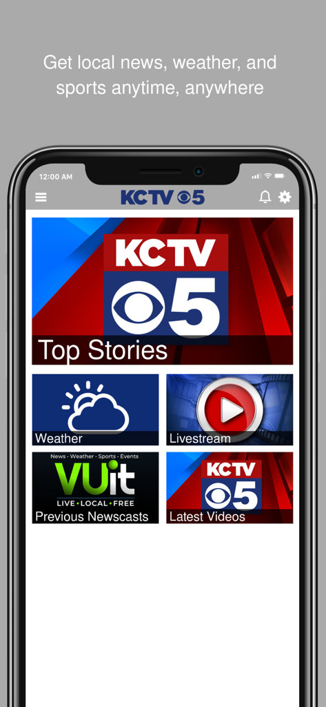 KCTV5 News - KCTV5 News app home screen showing local news top stories weather and livestream options