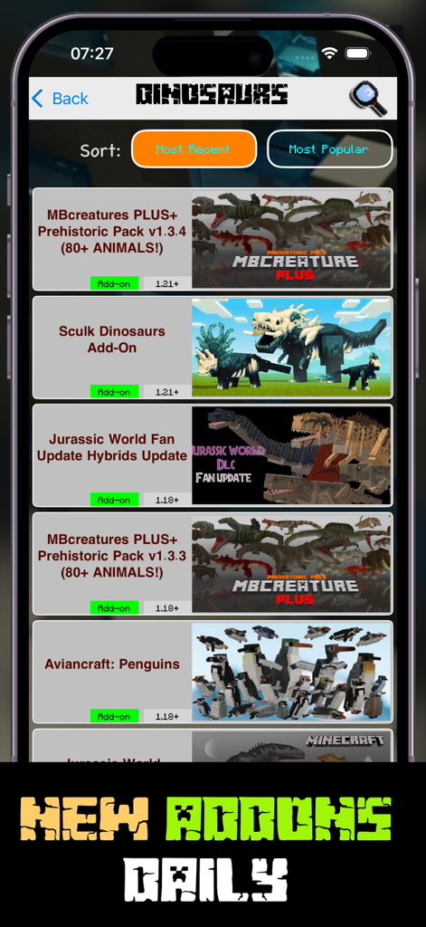 Best Add-ons for Minecraft Mod - Minecraft용 공룡 및 선사 시대 생물 애드온 목록