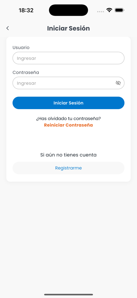 DIUNSA HN - DIUNSA HN mobile app login screen featuring fields for username and password with a blue login button