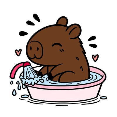 capybara taking a bath