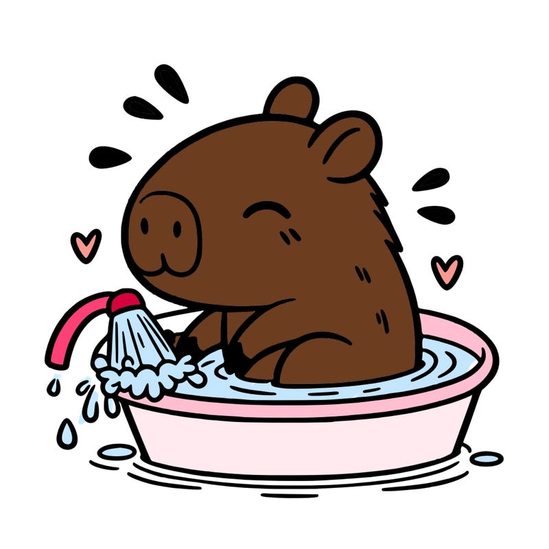 capybara taking a bath