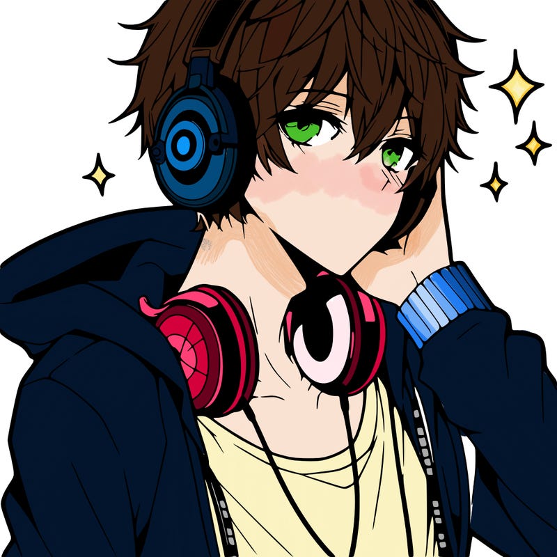 hot anime boy with headphones