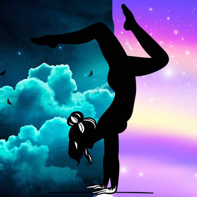 a woman doing a handstand