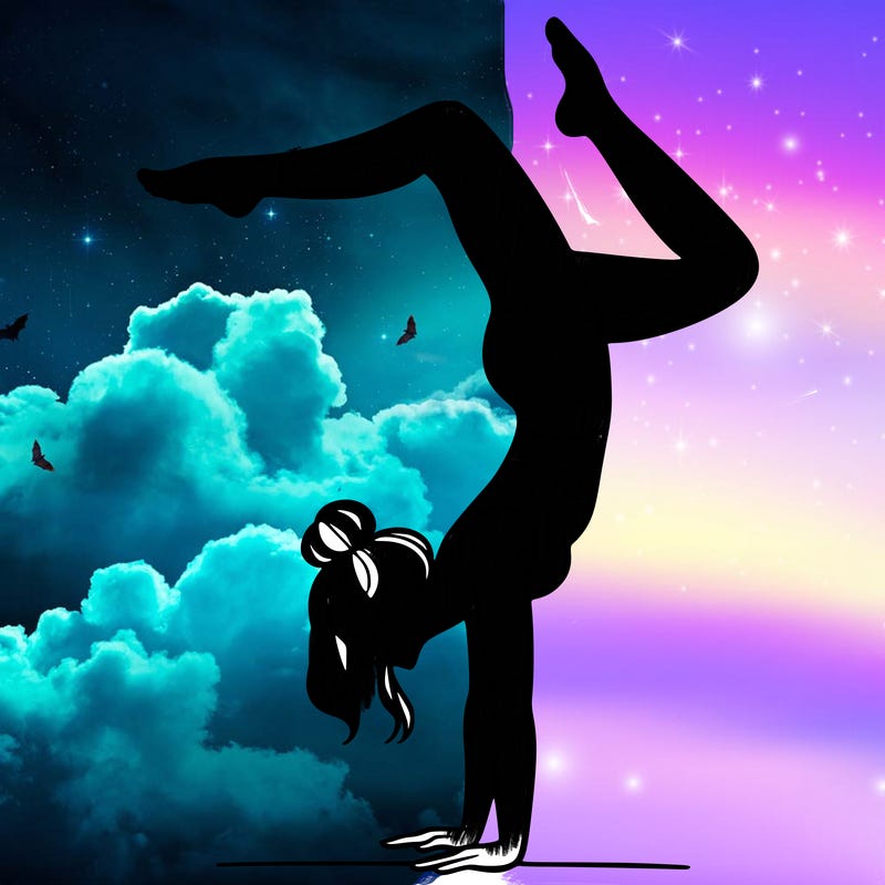 a woman doing a handstand