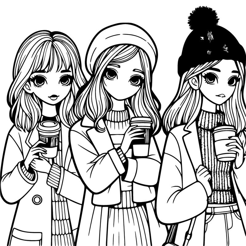realistic girls holding coffee cute