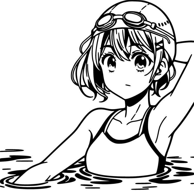sporty swimming anime girl