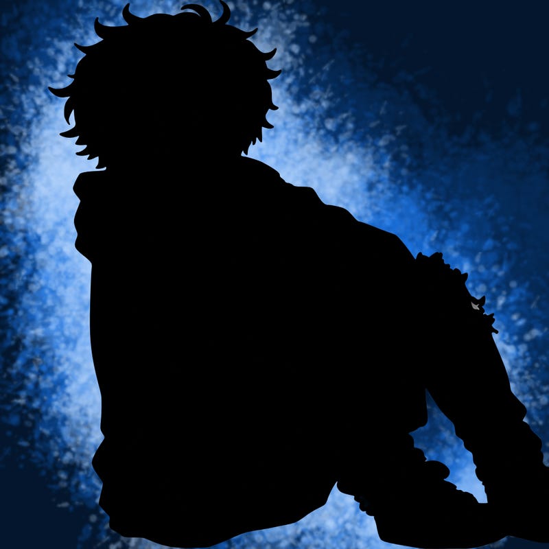 a male hoddie ripped jeans messy hair anime