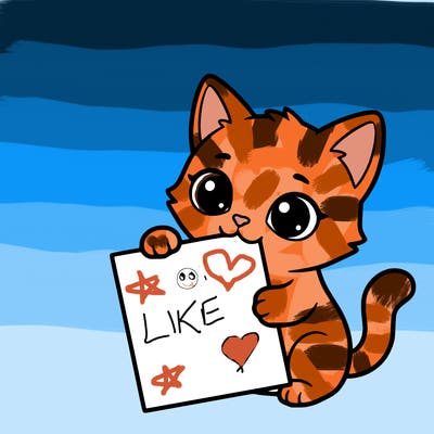 a small cat with a blank sheet of paper in its hand. the cat is sooooooo cute!