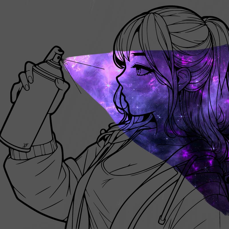 a realistic girl spray, painting