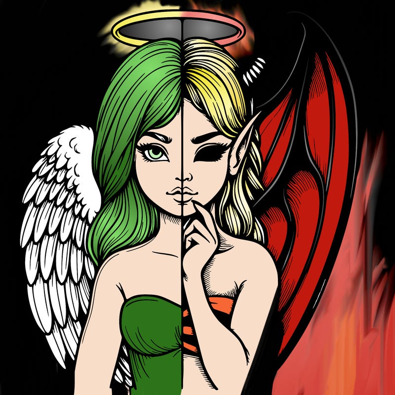 realistic angel half demon