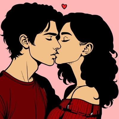 realistic couple kissing