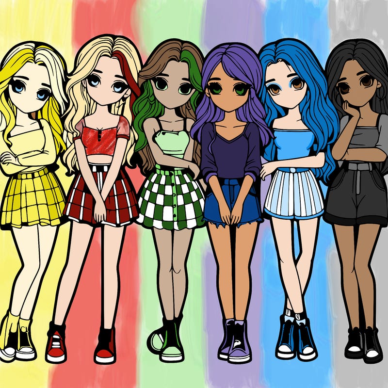 a group of girls realistic